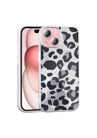 Apple     Uyumlu iPhone 13 Kılıf Desenli Zore Mep Kapak Gri Leopar