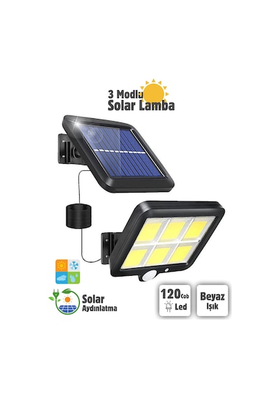 120 Ledli Sensörlü Güneş Enerjili 3 Mod 4,5 Metre Kablolu Solar Sokak Lambası