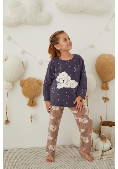 Kız Çocuk Welsoft Polar Pijama Takımı 42006 Lacıvert