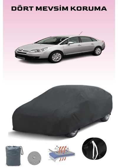Siyah Citroen C4 Sedan 2007 - 2012 Araba Brandası, Oto Örtüsü, Araba Çadırı Siyah