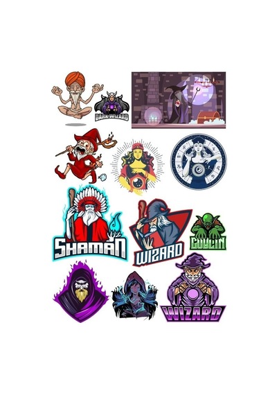 Shaman Büyücü Sticker Set-1 14 Parça Telefon, Tablet, Defter, Laptop Sticker