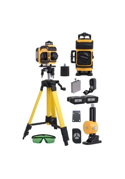 Profesyonel 16 Hatlı 4d Yeşil Lazer Hizalama Seti -çift Bataryalı - Tripodlu Full Set