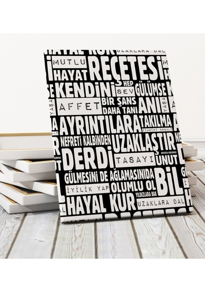 Mutlu Hayat Reçetesi Kanvas Tablo 50 X 70 Cm. 2