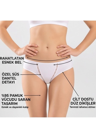 Elitse Kadın Pamuklu Zikzak İşlemeli Bikini Kesim Külot Siyah, Beyaz Dantel Detaylı Rahat Günlük İç Giyim Elitse Kadın Pamuklu Zikzak İşlemeli Bikini Kesim Külot Siyah, Beyaz Dantel Detaylı Rahat Günlük İç Giyim
