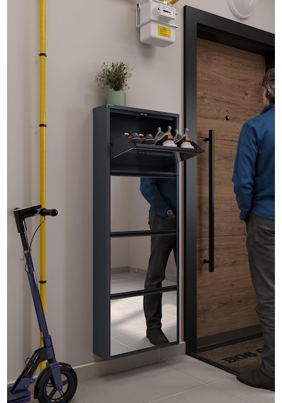 Ceha 4'lü Metal Ayakkabılık - Antrasit/Aynalı K.AYK-4/A/P7024