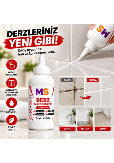 Beyaz Renk Hazır Derz Arası Tamir Dolgusu 220 Gr Fayans Seramik Mermer Yenileyici Yenileme Dolgu