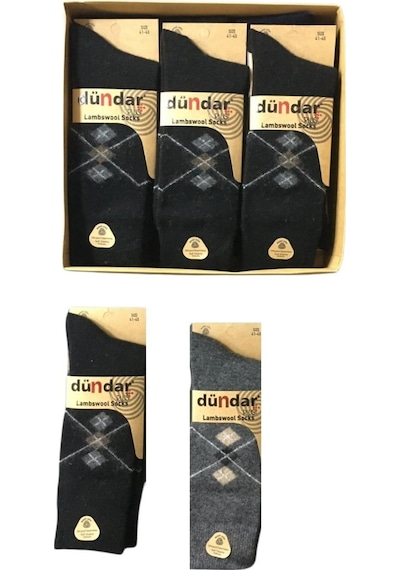 Dündar Çorap Dündar Erkek Plus Lambswool Yün Çorap 5909 - 12 Adet 001