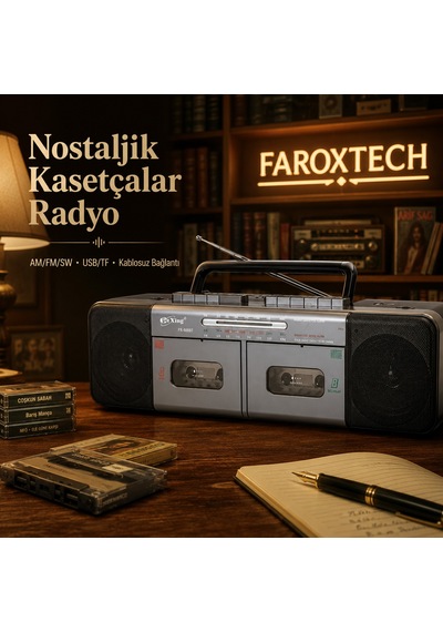 Nostaljik Çift Kasetçalar Radyo Bluetooth, Usb/tf Kart, Am/fm/sw 3 Bant, Çift Hoparlör Ve Şarjlı Pil Destekli