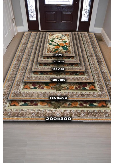 Homshtag Art Deco Yasemin Çiçeği Vintage Halı Görünümlü Dijital Baskı Renkli Halı,rustik Çiçek Halı Çok Renkli