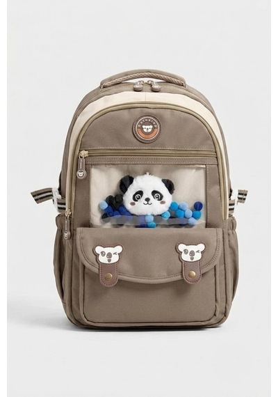 3'lü Set Çocuk İlkokul Çantası Kalemlikli Beslenme Çantalı Sırt Çantası Rlx-1940 Latte