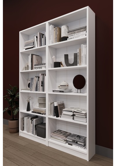 Asra Trend 2 Modüllü Kitaplık K-003 %100 MDF 10 Bölmeli Modern Ofis Çalışma Masası Yanı Rafı Beyaz Asra Trend 2 Modüllü Kitaplık K-003 %100 MDF 10 Bölmeli Modern Ofis Çalışma Masası Yanı Rafı Beyaz