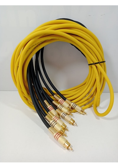 Amfi Rca Kablosu 4 Giriş 4 Çıkış El Yapımı %100 Bakır- 5 Metre