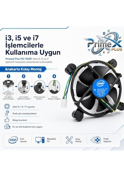 Tr Px-1150p Intel İşlemci Fanı, İ3 İ5 İ7 Uyumlu Cpu Soğutucu Fan, Lga775 1156 1155 1150 1151 1200 1700 Pin İşlemci Diğer
