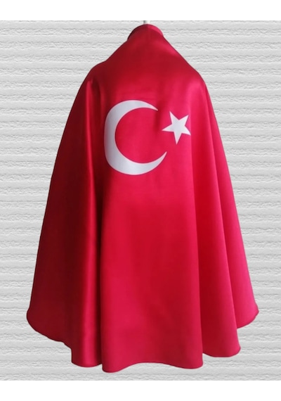 Pazarsen 23 Nisan Özel Türk Bayraklı Kırmızı Gösteri Pelerini-PL1234