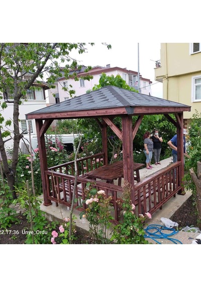 Şen Mobilya Ahşap Kamelya Gölgelik Pergola Ahşap Çardak Maun