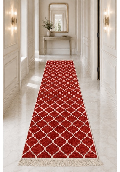 Kilim Paspas Çok Amaçlı Halı Makinede Yıkanabilir Toz Yapmaz Kırmızı