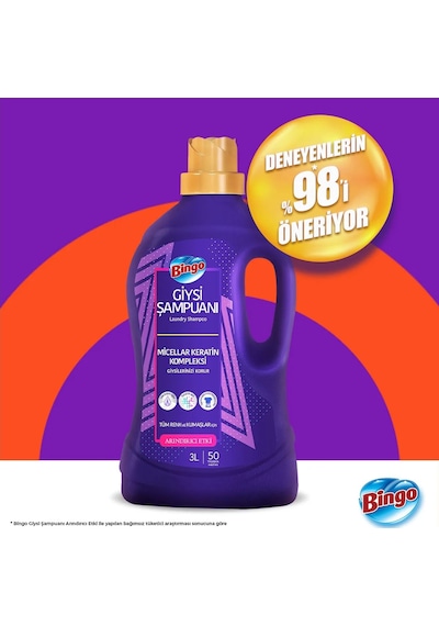 Bingo Arındırıcı Etki Giysi Şampuanı 6 x 3 L