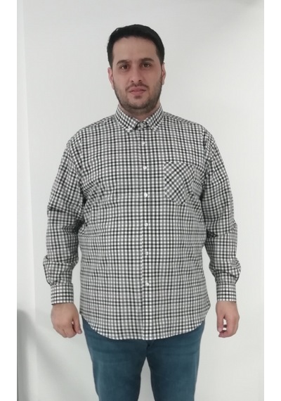 Tousus Büyük Beden Ekose Siyah Erkek Gömlek Btl-6162-tss