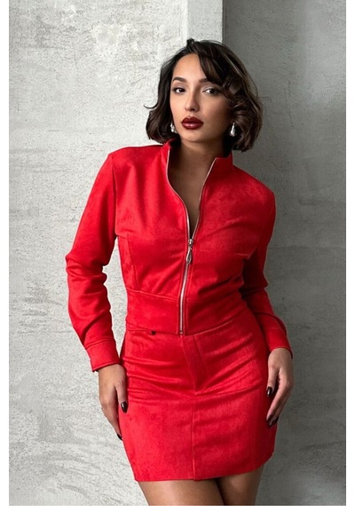 Verymoda Kadın Fermuarlı Bomber Ceket Kırmızı