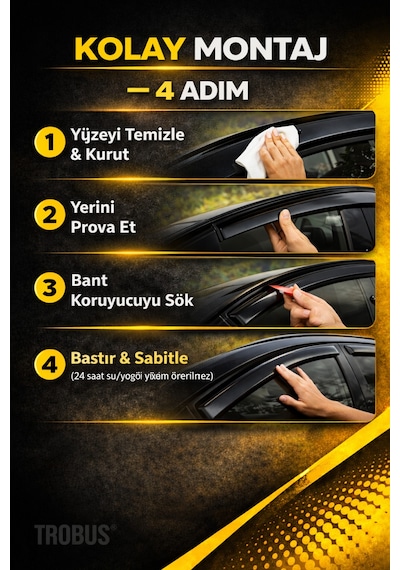 Volkswagen Passat B8 2015-2025 Mügen Cam Rüzgarlığı 4'lü Takım