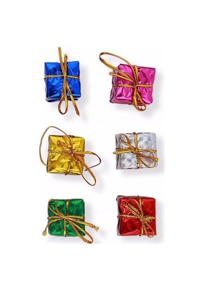 12 Adet Hediye Paketi Renkli Noel Yılbaşı Çam Ağacı Süsü 3 Cm