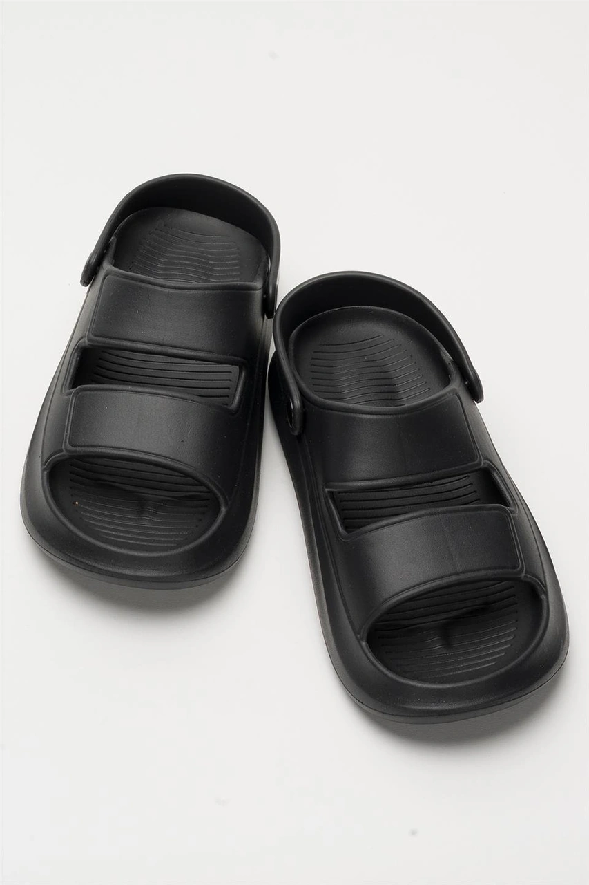 Liger Unisex Ortopedik Deniz Havuz Terliği Sandalet Siyah Siyah