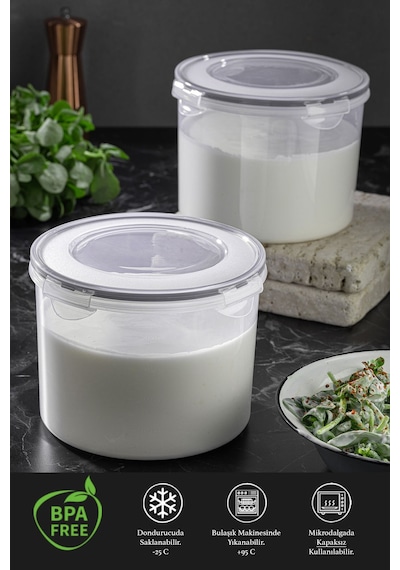 Meleni Home Vakum Kapaklı Yoğurt Kefir Mayalama Kabı Sızdırmaz Contalı Saklama Kabı 2.5 L