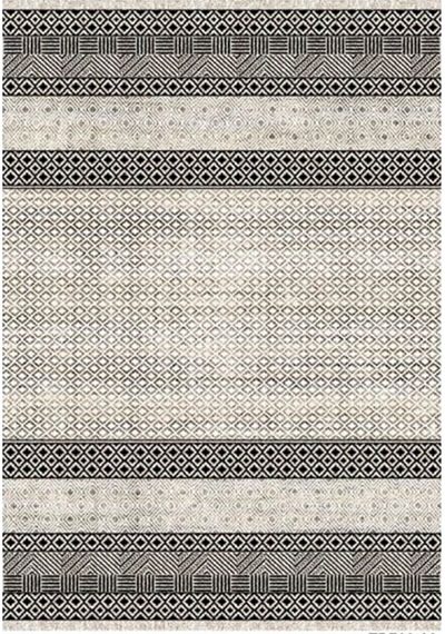 Çam Halı Gloria Td788 Gri Modern Desen Dokuma Saçaklı Kilim