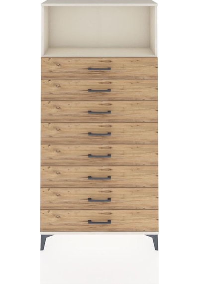 Arges Dolap Tek Raflı 8 Çekmeceli 88x30x182 Aytaşı-çam Aytaşı