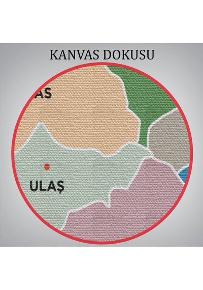 Es10 Özel Tasarım Sivas İli ve İlçeler Haritası Dekoratif Kanvas Tablo 1455 (70 x 70)