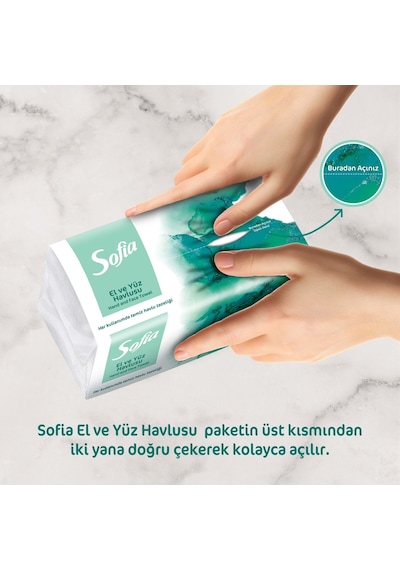 Sofia 100'lü El Ve Yüz Havlusu 2 Paket Yumuşak Doku İle Mükemmel Kurulama Sağlar