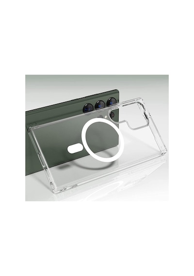 Samsung Galaxy  Uyumlu,  S23 Ultra Kılıf Magneticsafe Şeffaf Silikon - Şeffaf
