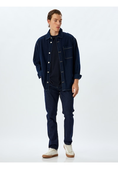 Koton Slim Fit Kot Pantolon - Brad Jean Koyu İndigo 5wam40112ıd İndigo