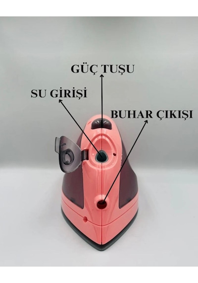 Oyuncak Buharlı Pilli Ütü Kutulu Ses Efektli Işıklı Su Spreyli Gerçekçi Su Eklenebilir 21 Cm Ev Aleti Pembe