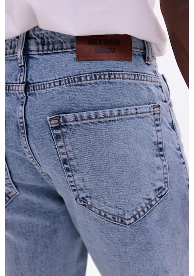 Freemen Erkek Baggy Bol Kesim Kot Pantolon Mavi
