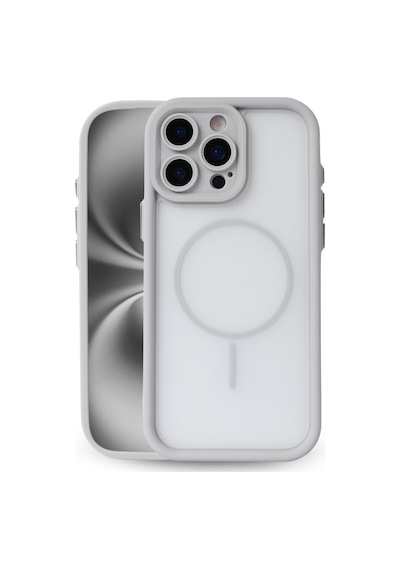 Apple Uyumlu iPhone 13 Pro Max Kamera Korumalı Magsafe Wireless Şarj Özellikli Mat Silikon Gri Renkli Silikon Telefon Kılıfı Gri
