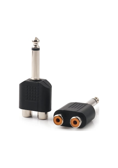 6.35mm 1/4 Erkek Mono - 2RCA Dişi Çevirici Adaptör
