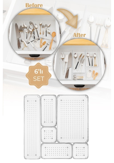 Vienev 6lı Şeffaf Çekmece Içi Düzenleyici Organizer 1x O.dkdrtgn, D.dkdrtgn 2x K.kare, K.dkdrtgn Vienev 6lı Şeffaf Çekmece Içi Düzenleyici Organizer 1x O.dkdrtgn, D.dkdrtgn 2x K.kare, K.dkdrtgn