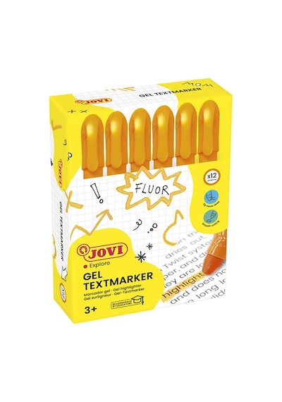 Jovı 1815 Jel Stik Fosforlu Kalem Turuncu - 12'li Kutu Beyaz