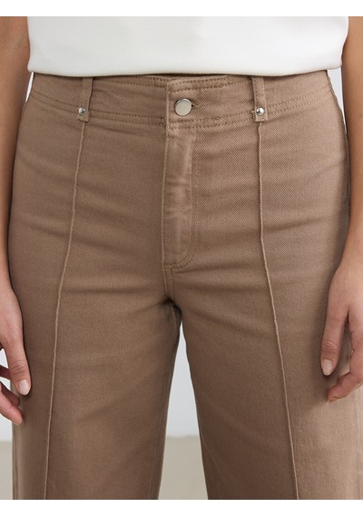Lcw Modest Bej Yüksek Bel Wideleg Kadın Jean Pantolon