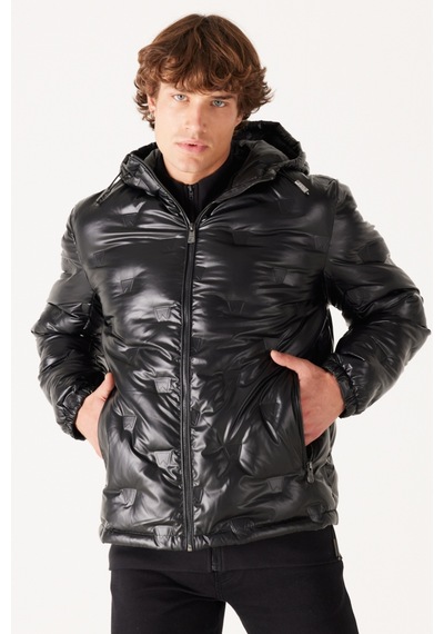 Wrangler Regular Fit Normal Kesim Kapüşonlu Siyah Şişme Mont W232274001 Siyah