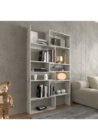 Avole Flat Çok Raflı Geniş Kitaplık Sis Gri Sis Gri