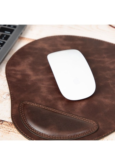 Bileklikli Deri Mouse Pad Antik Koyu Kahve