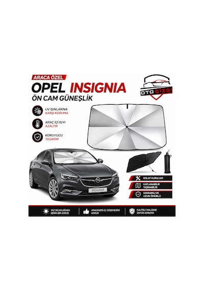 Opel İnsignia Şemsiye Tip Ön Cam Güneşliği Katlanabilir Uv Korumalı Araç Cam Güneşlik