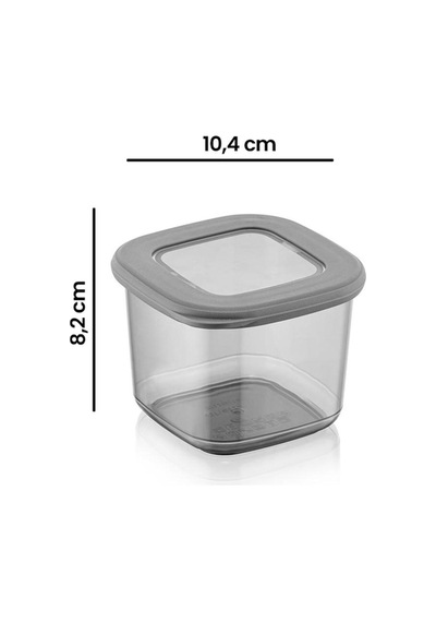 12'li Vakumlu Silikon Kapaklı Kare Baharat Saklama Kabı Seti - 12x 0.65 Litre Antra Plastik Gri Diğer