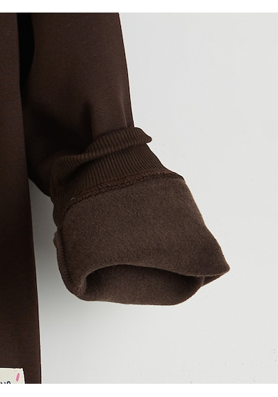 Lcw Comfort Kahverengi Bisiklet Yaka Oversize Kadın Kalın Sweatshirt