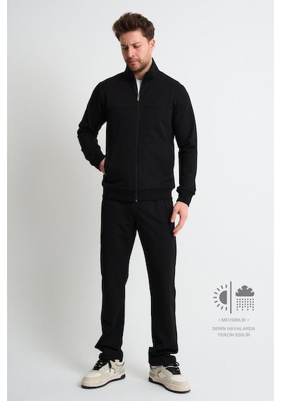 Shooter Sportswear Shooter Premium Rahat Kalıp Mevsimlik Yumuşak Dokulu Erkek Eşofman Takımı Siyah