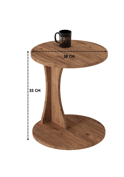 Reyo Falez Tekerlekli Yan Sehpa Modern C Sehpa Minimal Tasarım Yuvarlak Orta Sehpa Salon Koltuk Yanı 6097 Atlantik Atlantik Çam