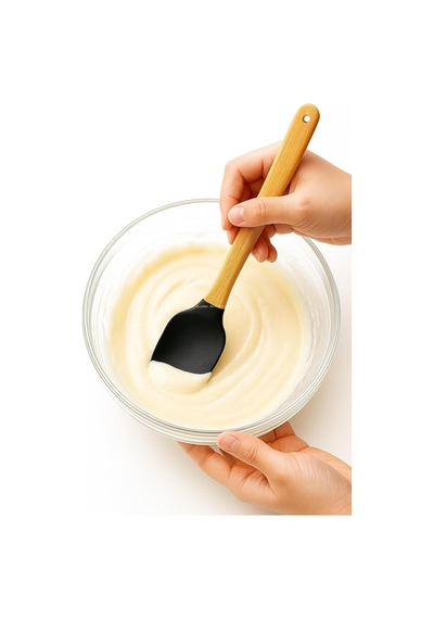 5'li Silikon Spatula Seti Bambu Saplı Mutfak Gereçleri Isıya Dayanıklı Yapışmaz Hamur Karıştırıcı Pasta Fır Diğer