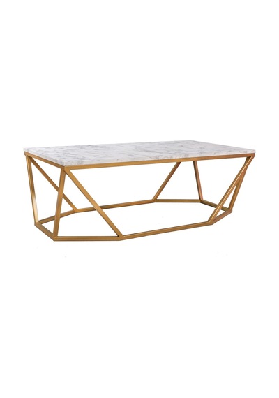 Lavina Gold Metal Mermer Desenli Orta Sehpa